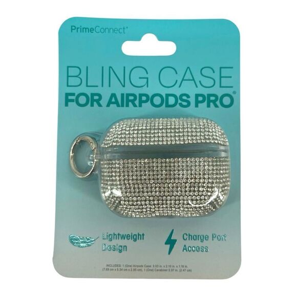 Prime Connect Silver Rhinestone Lightweight Bling Stylish Apple AirPod Pro Case - Picture 1 of 5